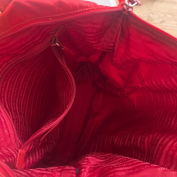 Prada Red Nylon Tote with Leather Straps and Detachable Crossbody - Picture 3 of 9